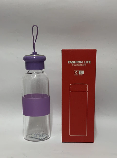 Botella vidrio cordon de silicona d minimalista (x10)