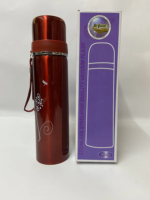 Termo térmico acero inox con taza color liso grafo flor 500ml (x10)