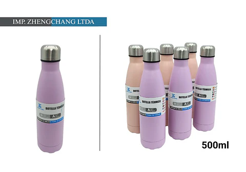 Botella termica con anillo unicolor pintado mate 500ml (x6)