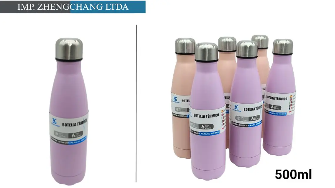 Botella termica con anillo unicolor pintado mate 500ml (x6) 1