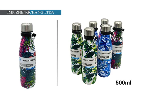 Botella termica con anillo hoja de arce mate 500ml (x6)