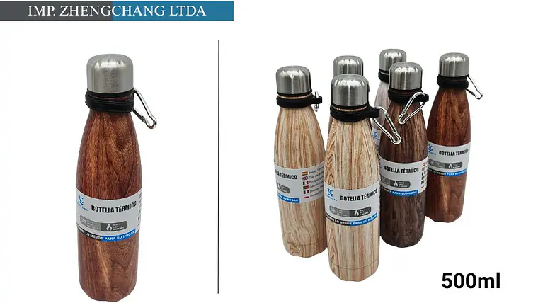 Botella termica con anillo veta madera 500ml (x6) 1