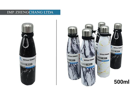 Botella termica con anillo efecto marmol 500ml (x6)