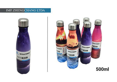 Botella termica con anillo paisaje tricolor mat 500ml (x6)
