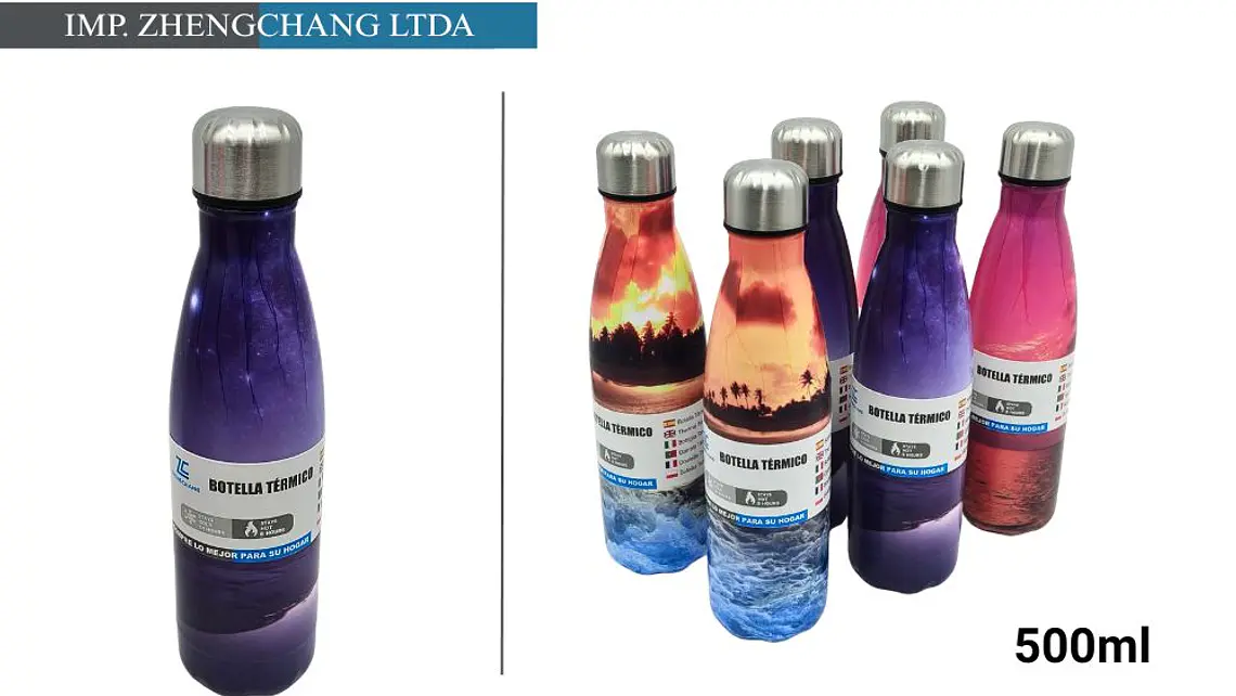 Botella termica con anillo paisaje tricolor mat 500ml (x6) 1