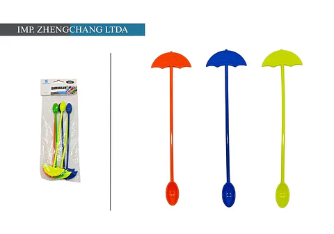 Revolvedor plástico forma paraguas para cocktails (x20)