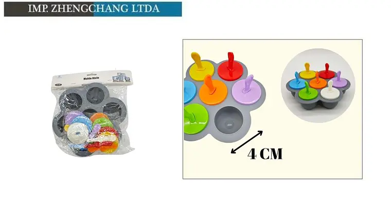 Molde cubos para helado 4cm con palitos 7 cabidades (x12) 1