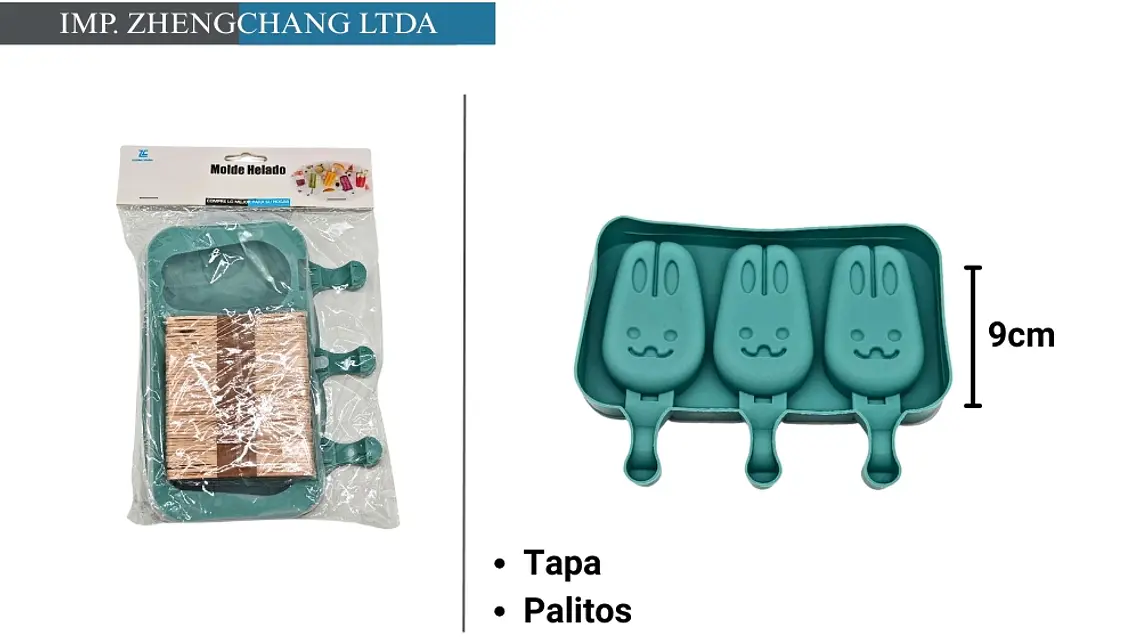 Molde paleta de helado conejo con palito 3cabidades (x12) 1