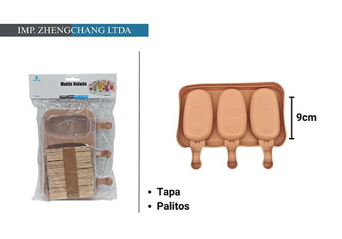 Molde ovalado paleta de helado con palito 3cabidades (x12)