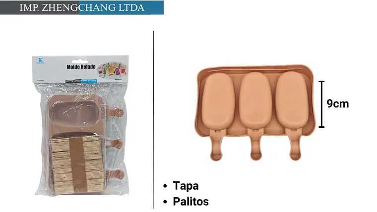 Molde ovalado paleta de helado con palito 3cabidades (x12) 1