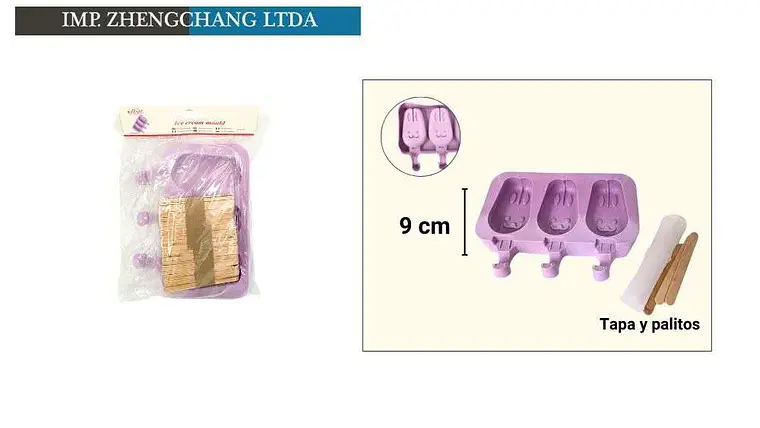 Molde paleta de helado 9cm conejo con palito 3cabidades (x12) 1