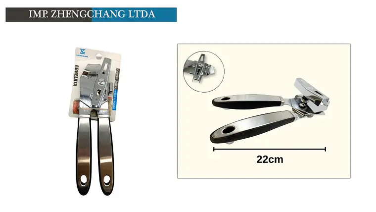 Abrelata doble función mango metalico borde siliconado 22cm (x12) 1