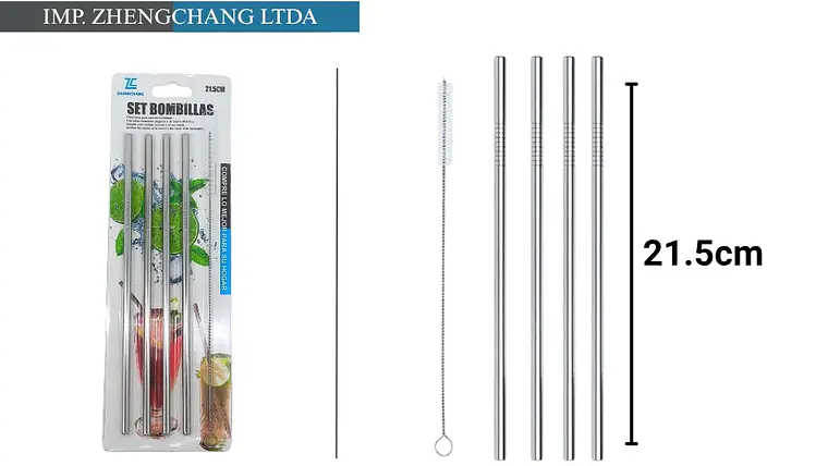 Bombilla metalica set x 4 limpiador 21.5CM (x12) 1