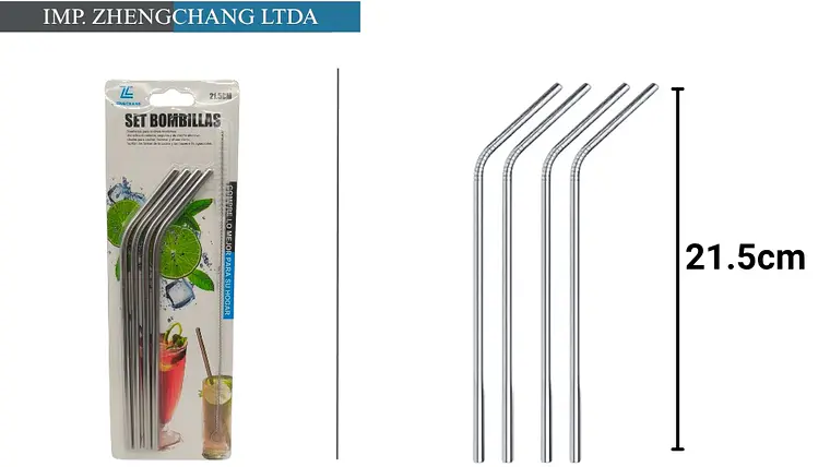Bombilla metalica set x 4 limpiador dobles 21.5CM (x12) 1