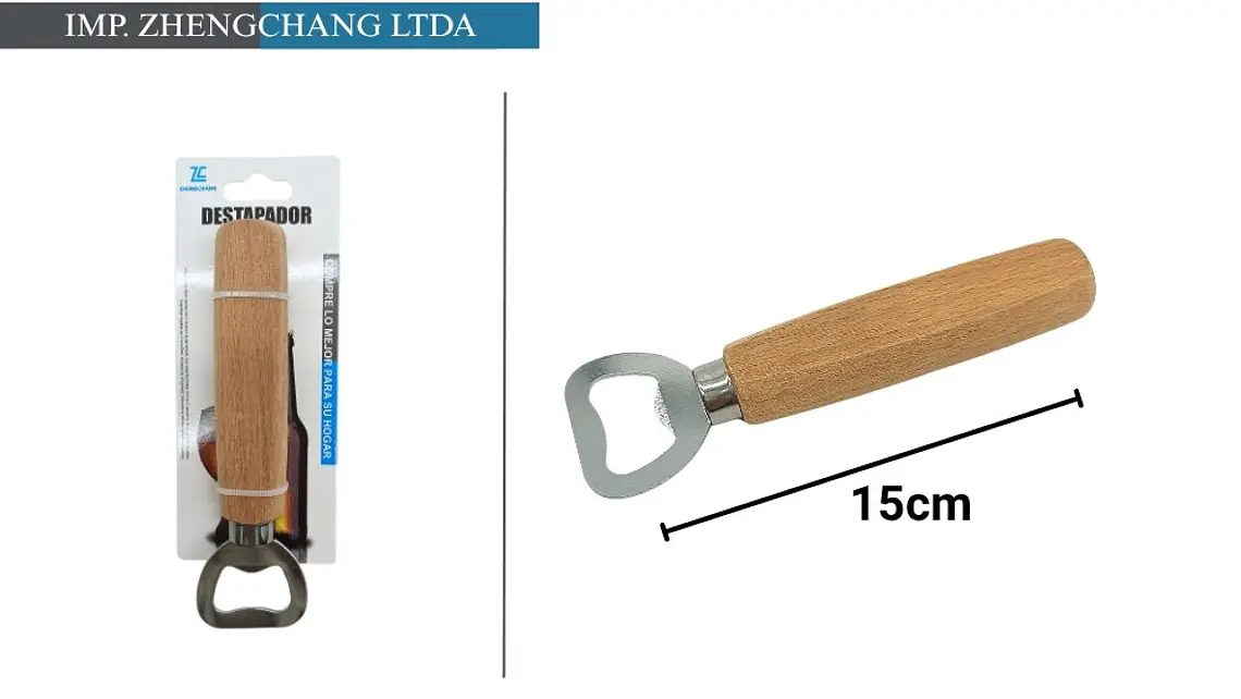 Abrebotellas metalico mango madera 15CM (x12) 1