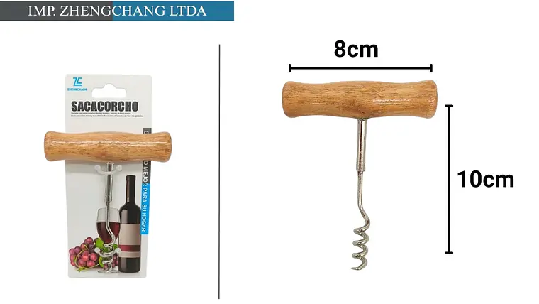 Sacacorchos Mango de madera 10cm (x12) 1
