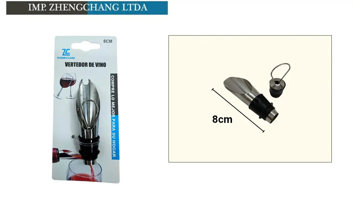Boquilla/vertedor metalico de vino con tapon (x12) 1