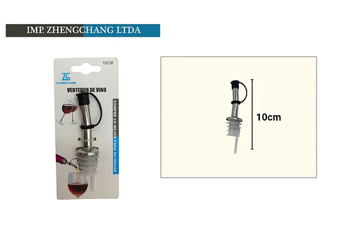 Boquilla/vertedor metalico aceite para vino 11cm con tapon (x12)