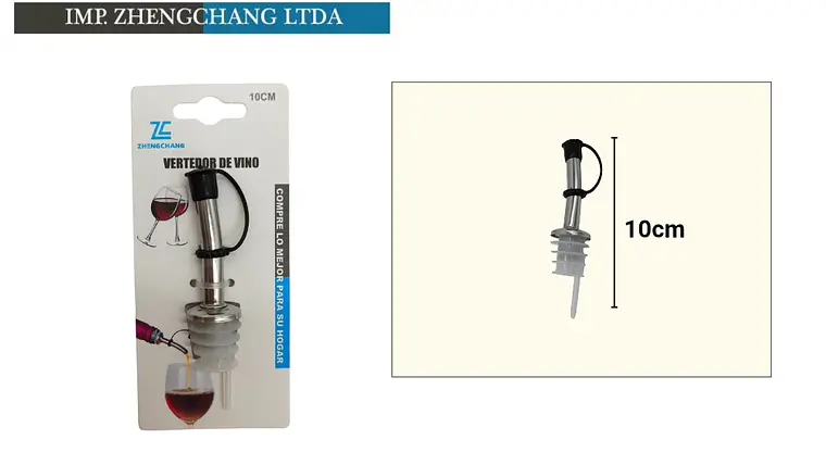Boquilla/vertedor metalico aceite para vino 11cm con tapon (x12) 1