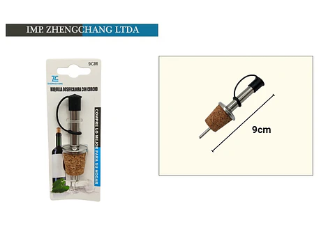 Boquilla/vertedor metalico aceite para vino con tapon corcho 9cm (x12)