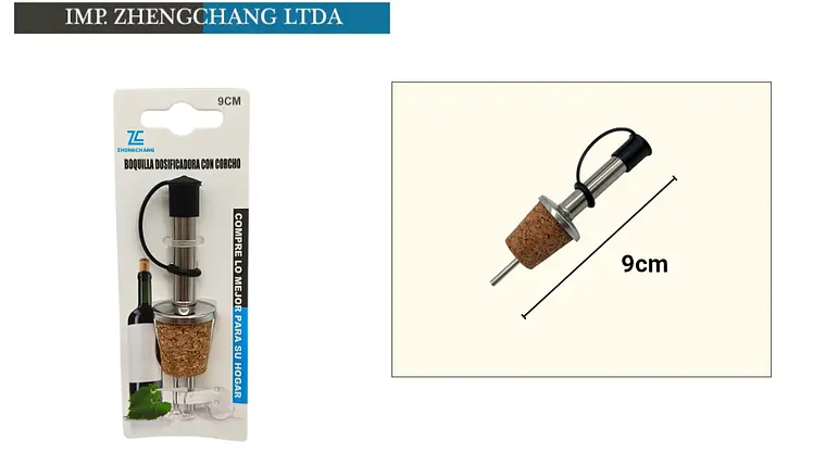 Boquilla/vertedor metalico aceite para vino con tapon corcho 9cm (x12) 1