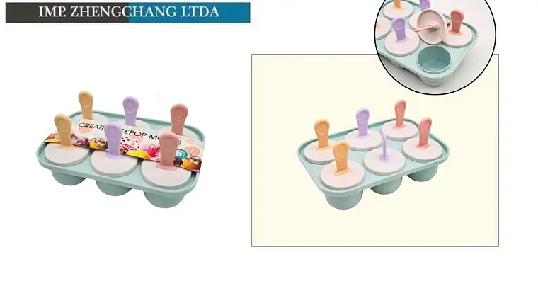 Molde silicona para helado tipo piruleta multicolor 6 und (x6) 1