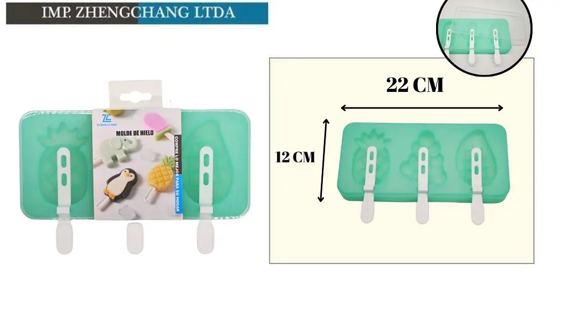 Molde mixto para paletas: piña/uva/mango (x12) 1