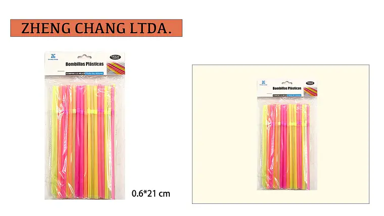 Bombilla/pajita de plástico 0.6×21CM 100PCS (x12) 1