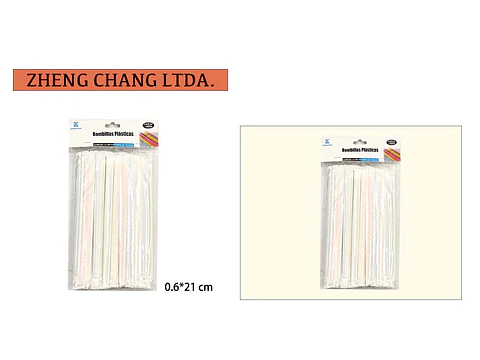 Bombilla/pajita de plástico 0.6×21CM 100PCS protec individual de papel (x12)