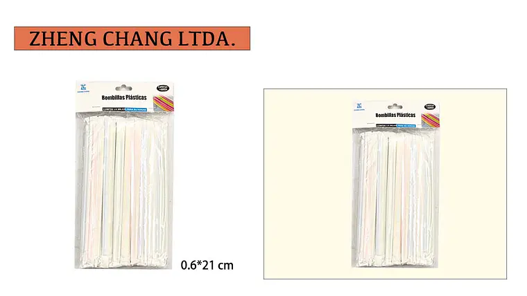Bombilla/pajita de plástico 0.6×21CM 100PCS protec individual de papel (x12) 1