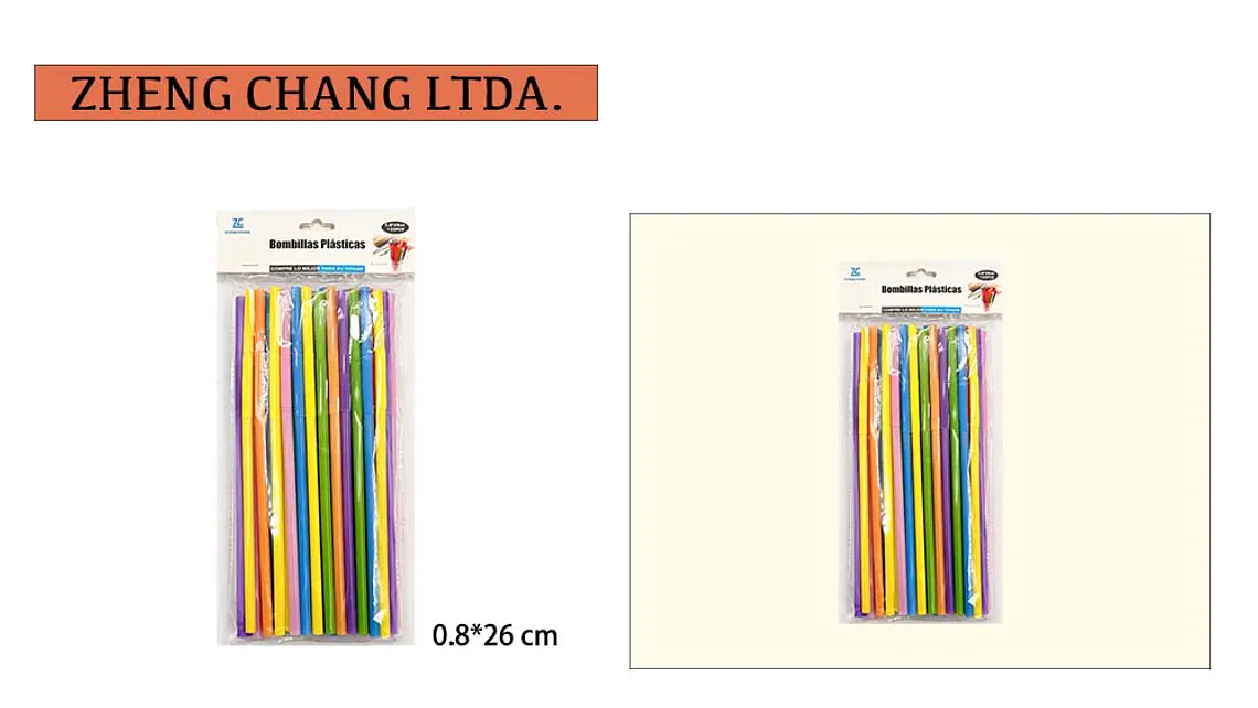 Bombilla/pajita de plástico 0.8×26CM 50PCS (x12) 1