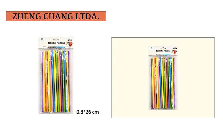 Bombilla/pajita de plástico 0.8×26CM 50PCS (x12) 1