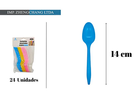 cuchara de plástico colores 14CM 24PCS (x12)
