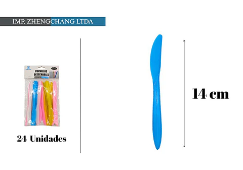 Cuchillo de plástico colores 14CM 24PCS (x12)