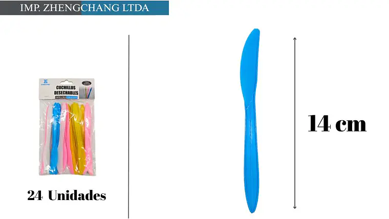 Cuchillo de plástico colores 14CM 24PCS (x12) 1