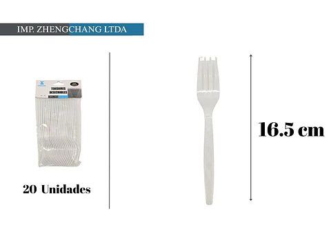 Tenedor de plástico triple varilla 16.5CM 20PCS (x10)