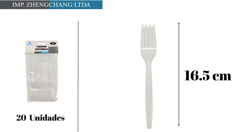 Tenedor de plástico triple varilla 16.5CM 20PCS (x10) 1