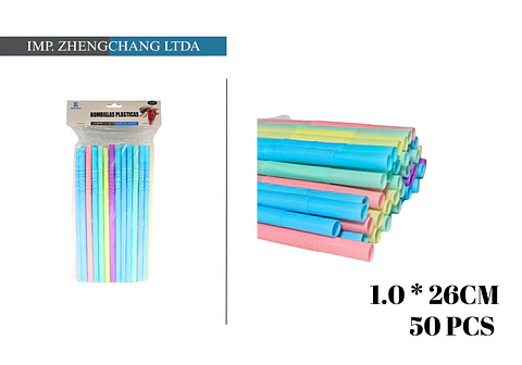 Bombilla/pajita de plástico decorativa 1.0×26CM 50PCS (x12)