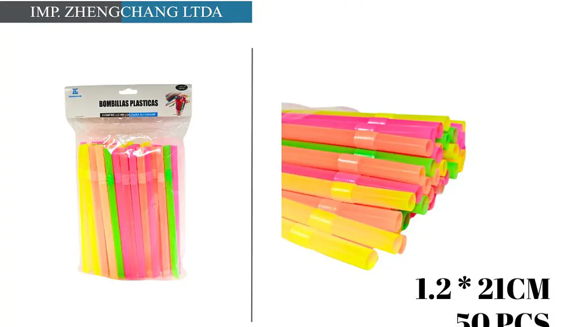 Bombilla/pajita de plástico puntas con curva 1.2×21CM 50PCS (x12) 1