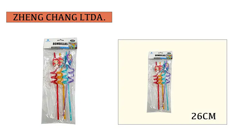 Bombilla/pajita de plástico decorada sirenita 26CM 4PCS (x12) 1
