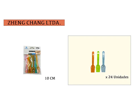 cuchara de plástico transparente colores 10CM 24PCS (x12)
