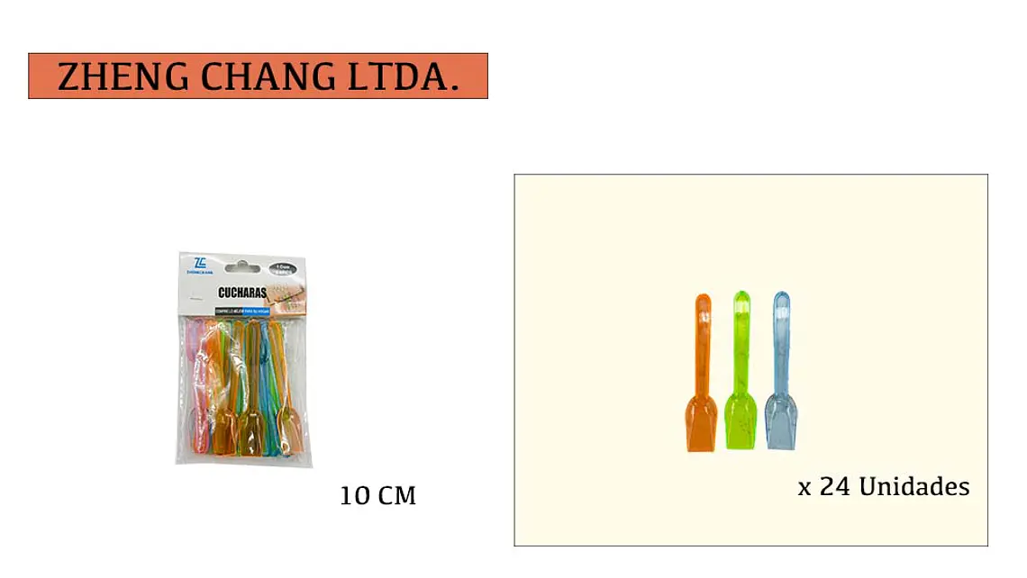 cuchara de plástico transparente colores 10CM 24PCS (x12) 1