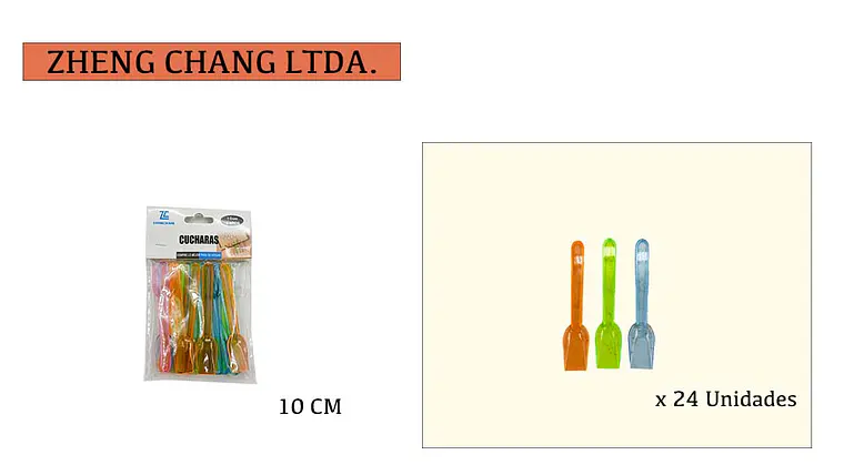 cuchara de plástico transparente colores 10CM 24PCS (x12) 1