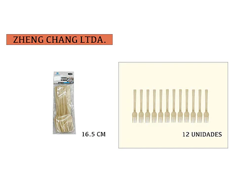 Tenedor de bambu desechable 16.5CM 12PCS (x12)