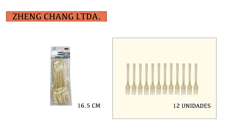 Tenedor de bambu desechable 16.5CM 12PCS (x12) 1