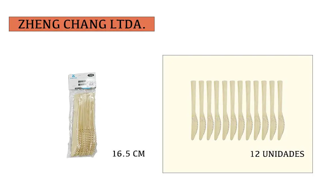 Cuchillo de bambu desechable 16.5CM 12PCS (x12) 1
