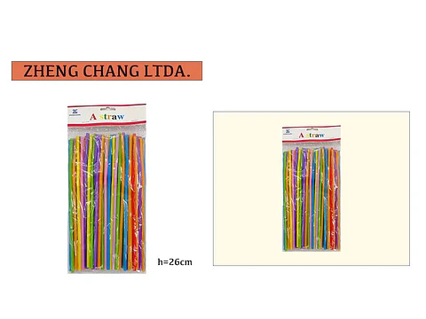 Bombilla/pajita de plástico 26CM multicolores 50PCS (x10)