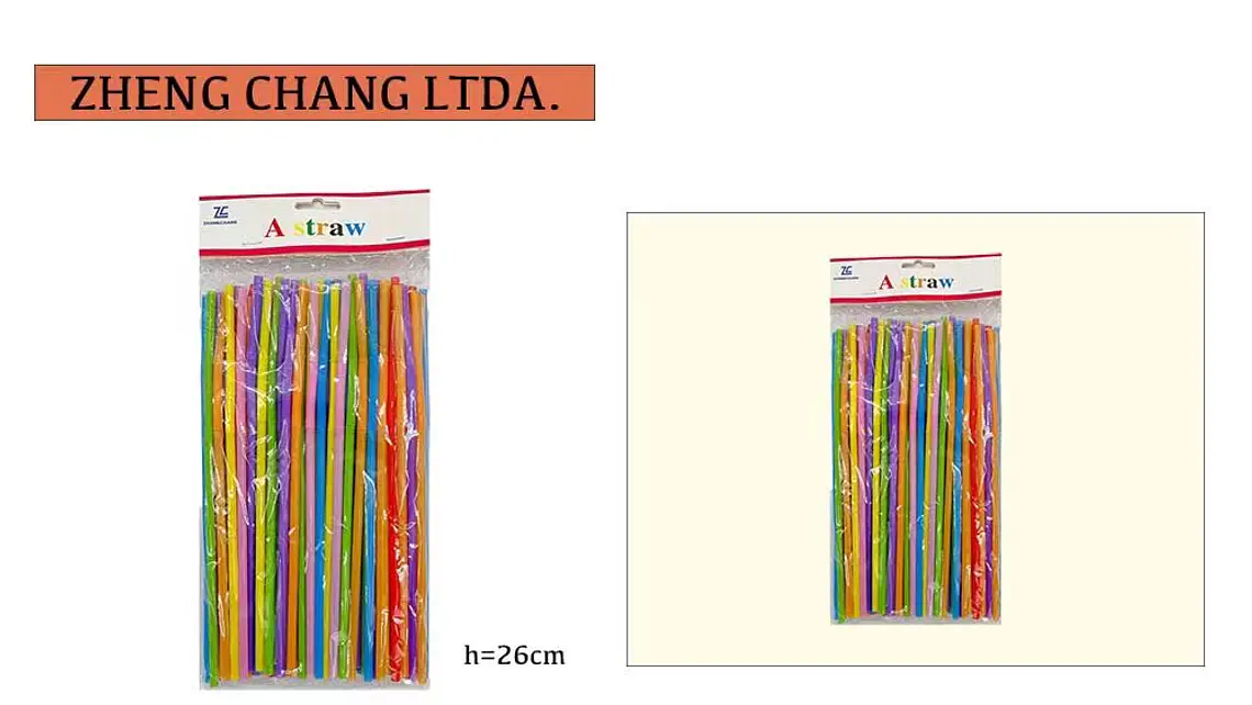 Bombilla/pajita de plástico 26CM multicolores 50PCS (x10) 1