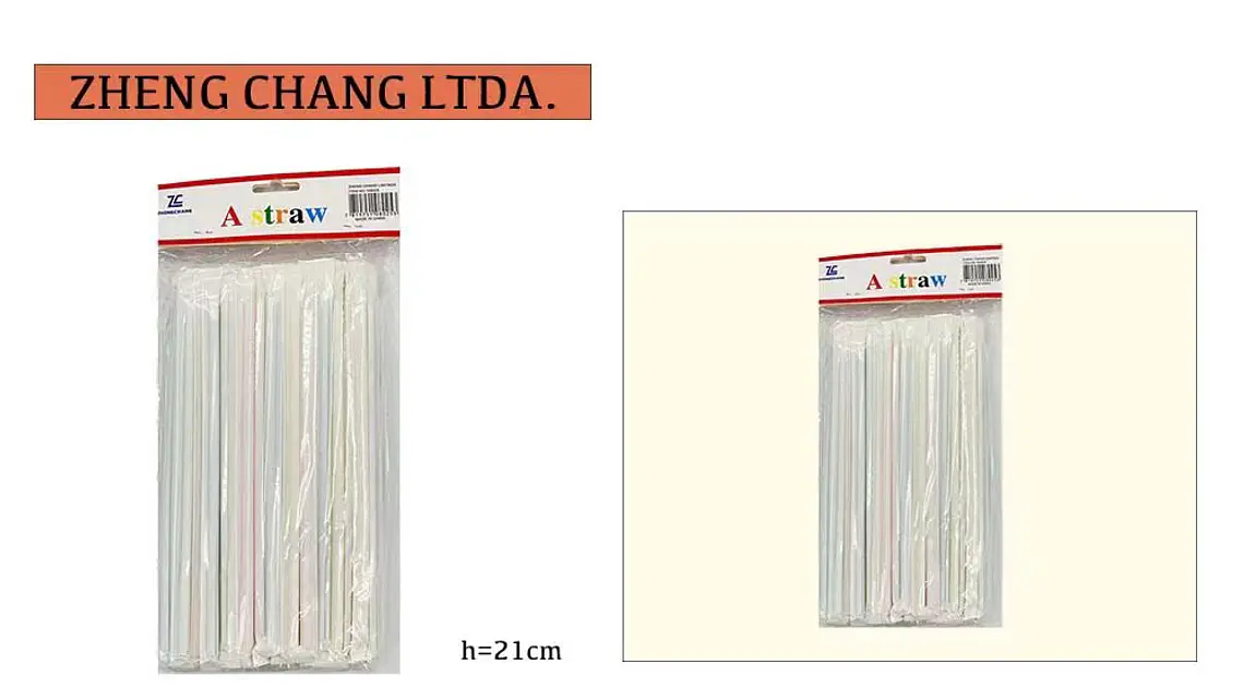 Bombilla/pajita de plástico 27CM colores cubierta papel 50PCS (x12) 1