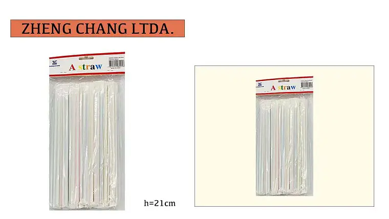 Bombilla/pajita de plástico 27CM colores cubierta papel 50PCS (x12) 1